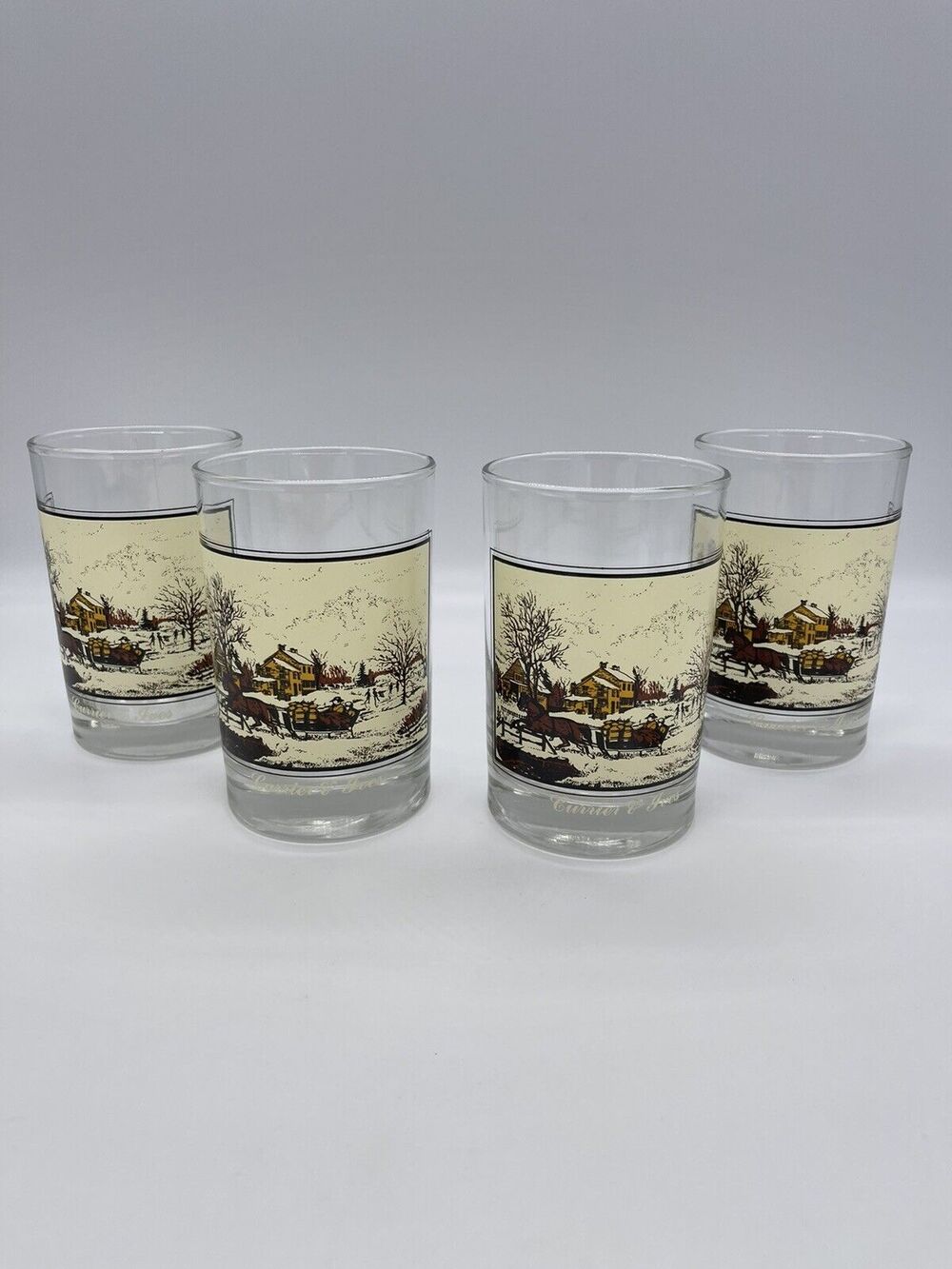 Set of 4 Vintage 1978 Currier & Ives Arby’s Collector American Farm in Winter